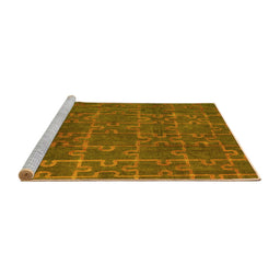 Sideview of Machine Washable Abstract Yellow Modern Rug, wshabs4237yw