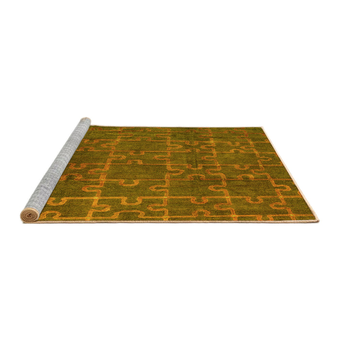 Sideview of Machine Washable Abstract Yellow Modern Rug, wshabs4237yw