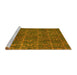 Sideview of Machine Washable Abstract Yellow Modern Rug, wshabs4237yw