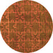 Round Abstract Orange Modern Rug, abs4237org