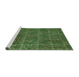 Sideview of Machine Washable Abstract Turquoise Modern Area Rugs, wshabs4237turq