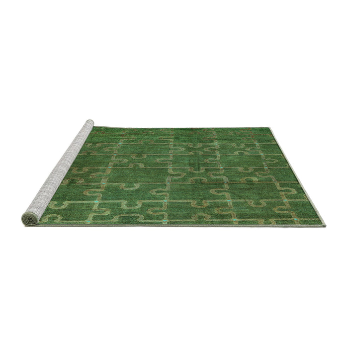 Sideview of Machine Washable Abstract Turquoise Modern Area Rugs, wshabs4237turq