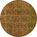 Round Machine Washable Abstract Saddle Brown Rug, wshabs4237