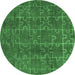 Round Abstract Emerald Green Modern Rug, abs4237emgrn