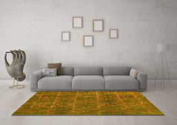 Machine Washable Abstract Yellow Modern Rug in a Living Room, wshabs4237yw