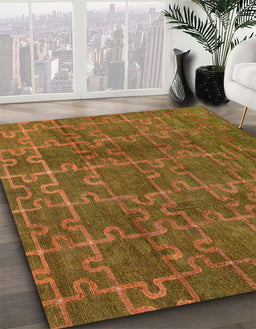 Machine Washable Abstract Saddle Brown Rug in a Family Room, wshabs4237