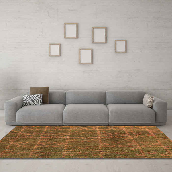 Machine Washable Abstract Brown Modern Rug in a Living Room,, wshabs4237brn