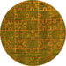 Round Machine Washable Abstract Yellow Modern Rug, wshabs4237yw