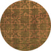 Round Machine Washable Abstract Brown Modern Rug, wshabs4237brn