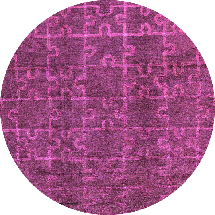 Round Abstract Purple Modern Rug, abs4237pur