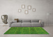 Machine Washable Abstract Green Modern Area Rugs in a Living Room,, wshabs4237grn