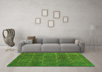 Machine Washable Abstract Green Modern Rug, wshabs4237grn