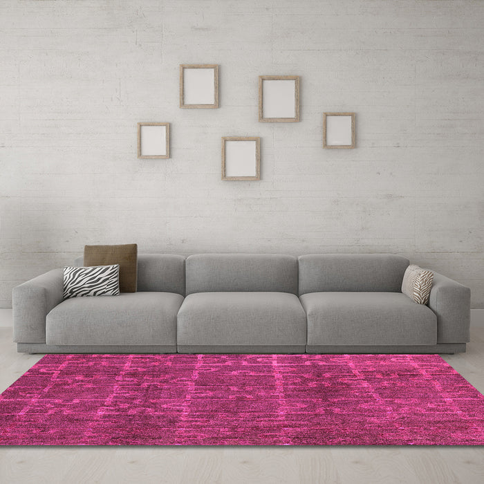 Machine Washable Abstract Pink Modern Rug in a Living Room, wshabs4237pnk