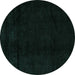 Round Abstract Turquoise Modern Rug, abs4238turq