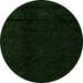 Round Machine Washable Abstract Green Modern Area Rugs, wshabs4238grn