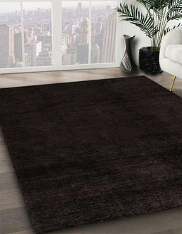 Abstract Black Modern Rug in Family Room, abs4238
