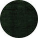 Round Machine Washable Abstract Emerald Green Modern Area Rugs, wshabs4238emgrn