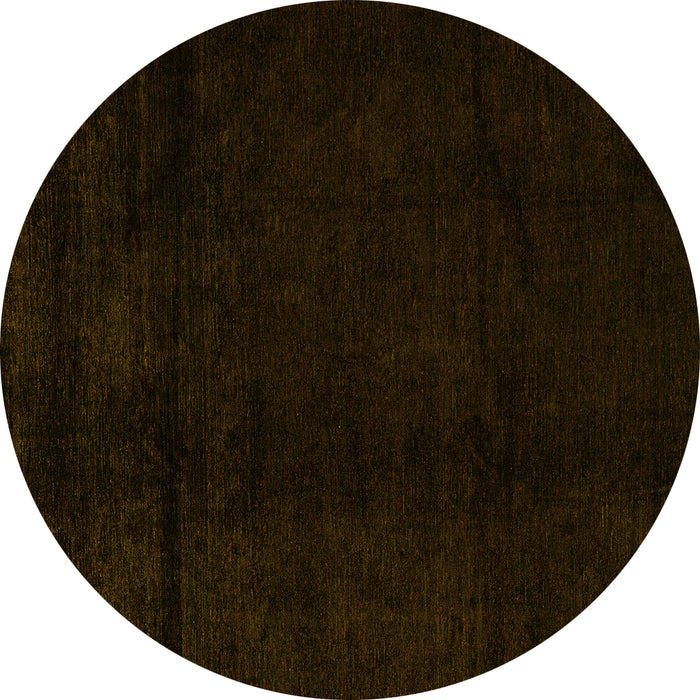 Round Abstract Yellow Modern Rug, abs4238yw