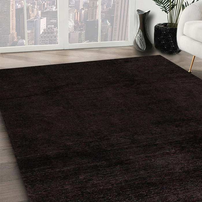 Machine Washable Abstract Black Rug in a Family Room, wshabs4238
