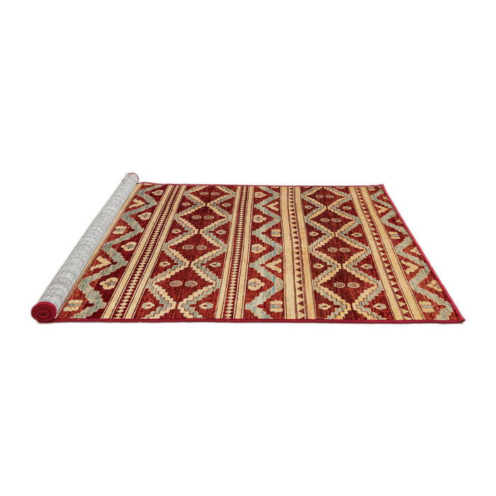 Sideview of Machine Washable Abstract Red Rug, wshabs4239