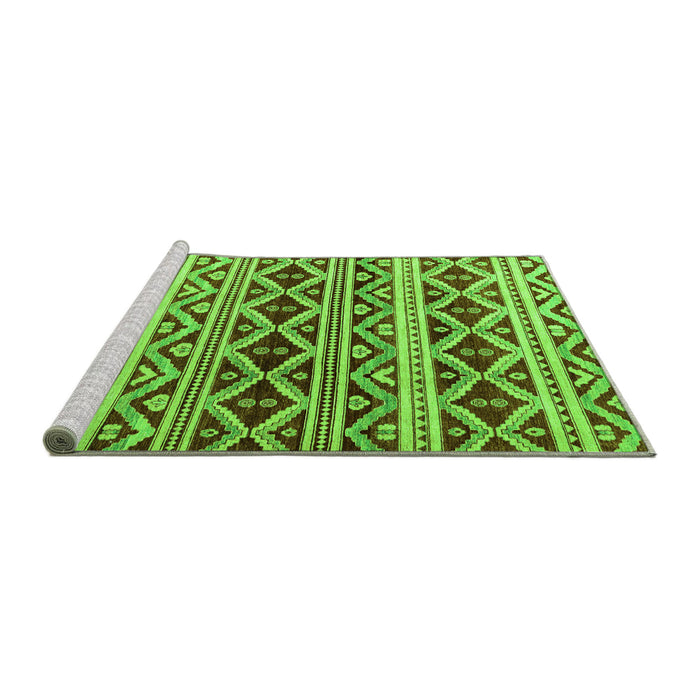 Sideview of Machine Washable Oriental Green Modern Area Rugs, wshabs4239grn