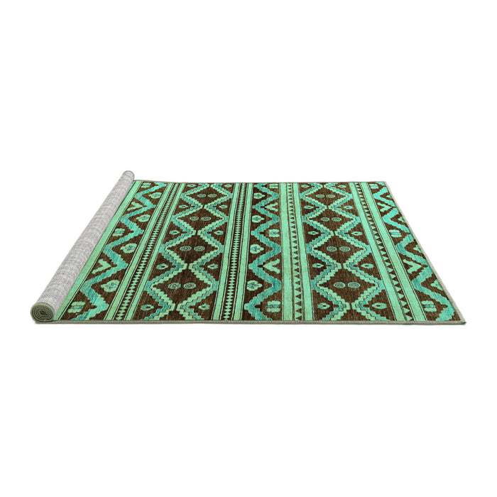 Sideview of Machine Washable Oriental Turquoise Modern Area Rugs, wshabs4239turq