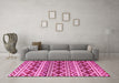 Machine Washable Oriental Pink Modern Rug in a Living Room, wshabs4239pnk