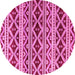 Round Machine Washable Oriental Pink Modern Rug, wshabs4239pnk