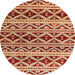 Round Machine Washable Abstract Red Rug, wshabs4239