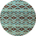 Round Oriental Light Blue Modern Rug, abs4239lblu