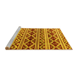 Sideview of Machine Washable Oriental Yellow Modern Rug, wshabs4239yw