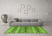 Machine Washable Oriental Green Modern Area Rugs in a Living Room,, wshabs4239grn