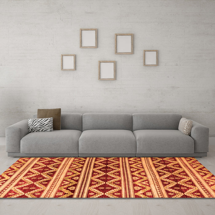 Machine Washable Oriental Orange Modern Area Rugs in a Living Room, wshabs4239org