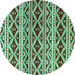 Round Oriental Turquoise Modern Rug, abs4239turq