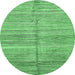 Round Abstract Emerald Green Modern Rug, abs423emgrn