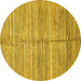 Round Abstract Yellow Modern Rug, abs423yw