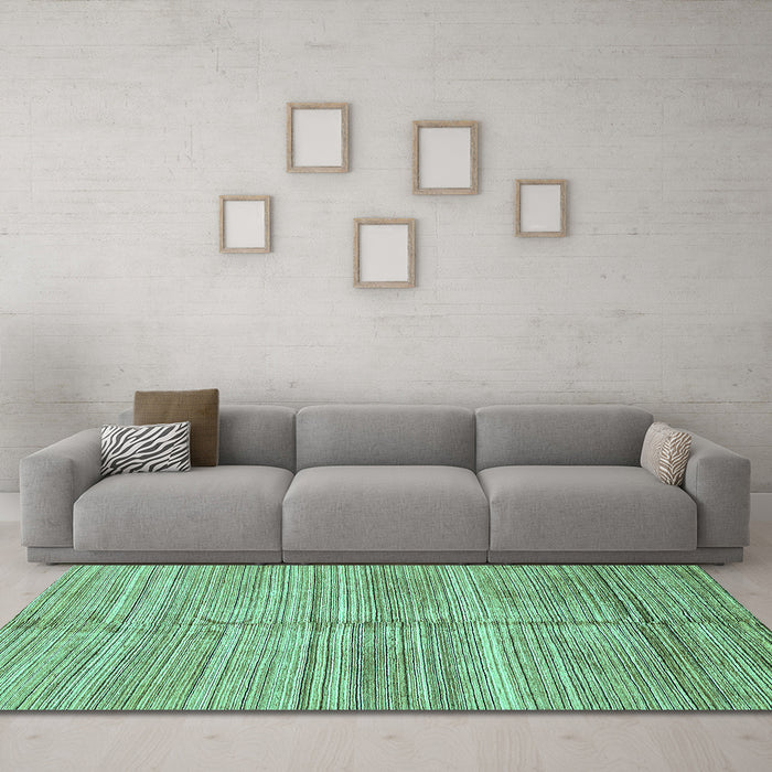 Machine Washable Abstract Turquoise Modern Area Rugs in a Living Room,, wshabs423turq