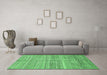 Machine Washable Abstract Emerald Green Modern Area Rugs in a Living Room,, wshabs423emgrn