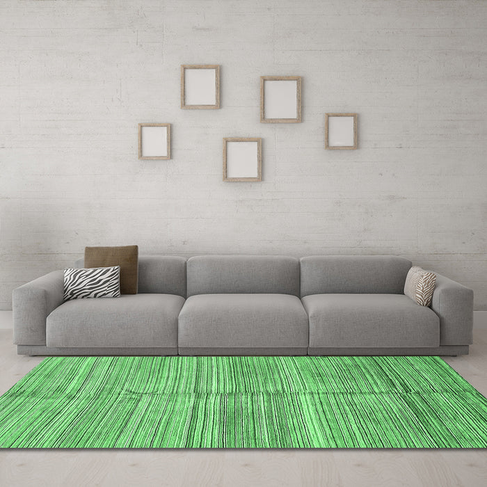 Machine Washable Abstract Emerald Green Modern Area Rugs in a Living Room,, wshabs423emgrn