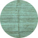 Round Abstract Light Blue Modern Rug, abs423lblu