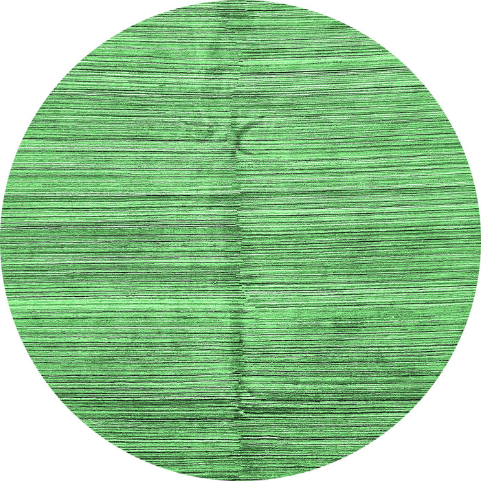 Round Machine Washable Abstract Emerald Green Modern Area Rugs, wshabs423emgrn