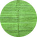 Round Abstract Green Modern Rug, abs423grn