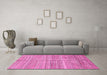 Machine Washable Abstract Pink Modern Rug in a Living Room, wshabs423pnk