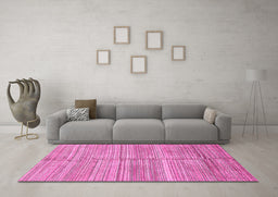 Machine Washable Abstract Pink Modern Rug in a Living Room, wshabs423pnk