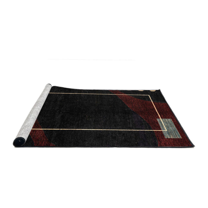 Sideview of Machine Washable Abstract Burgundy Brown Rug, wshabs4240