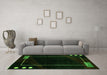 Machine Washable Oriental Green Modern Area Rugs in a Living Room,, wshabs4240grn