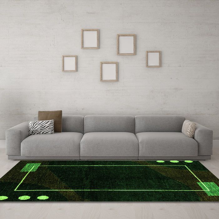 Machine Washable Oriental Green Modern Area Rugs in a Living Room,, wshabs4240grn