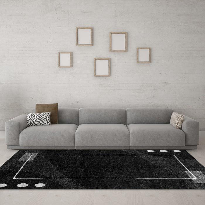 Machine Washable Oriental Gray Modern Rug in a Living Room,, wshabs4240gry