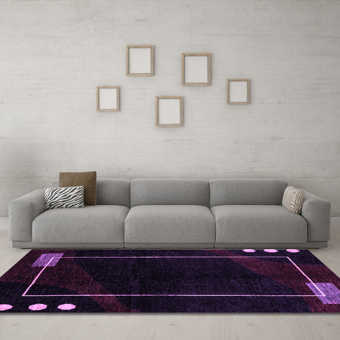 Machine Washable Oriental Purple Modern Area Rugs in a Living Room, wshabs4240pur