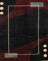 Machine Washable Abstract Burgundy Brown Rug, wshabs4240